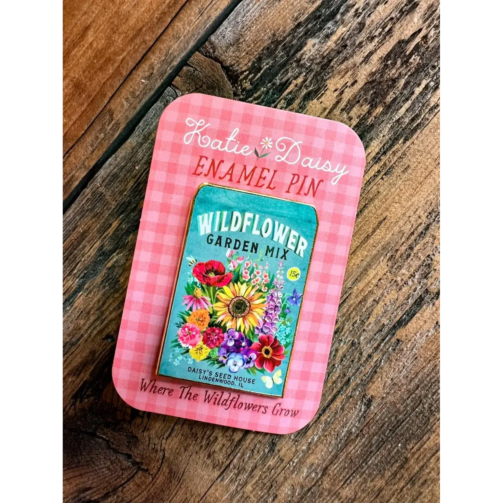Katie Daisy Enamle Pin - Wilflower Seed Packet- Where The Wildflowers Grow