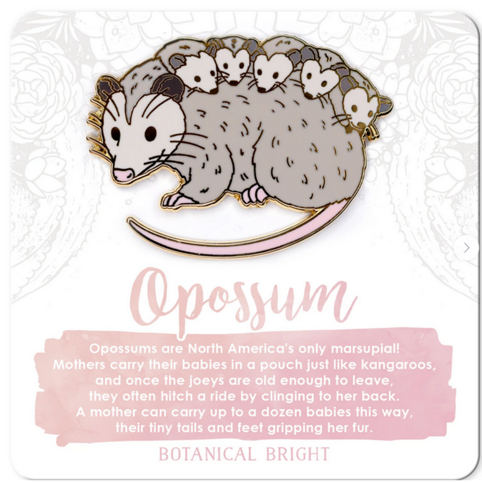 Botanical Bright Enamel Pin - Opossum