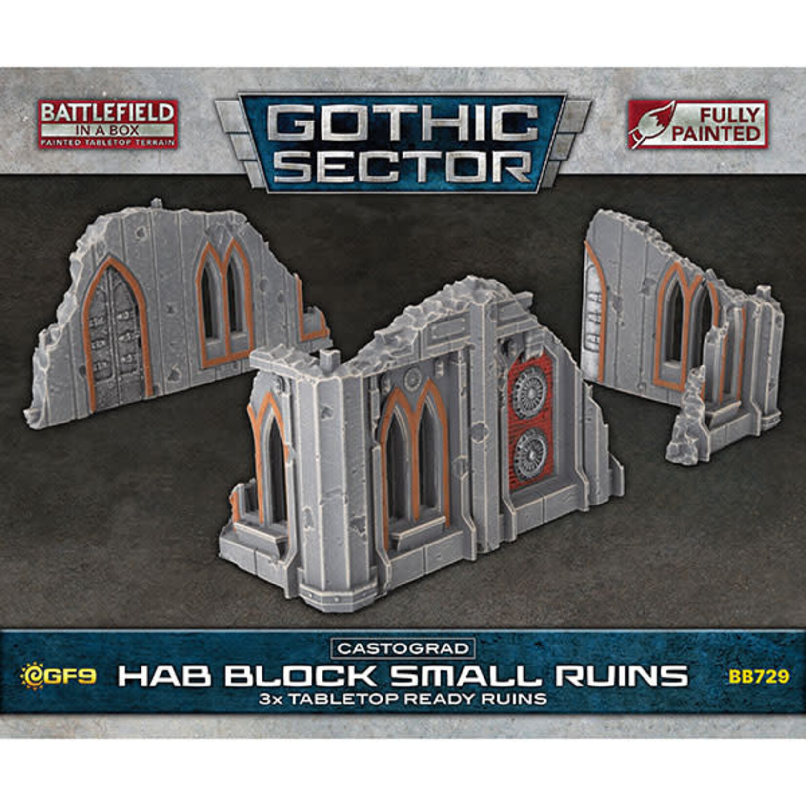 Battlefield in a Box: Gothic Sector- Castograd Hab Block Small Ruins (x3)