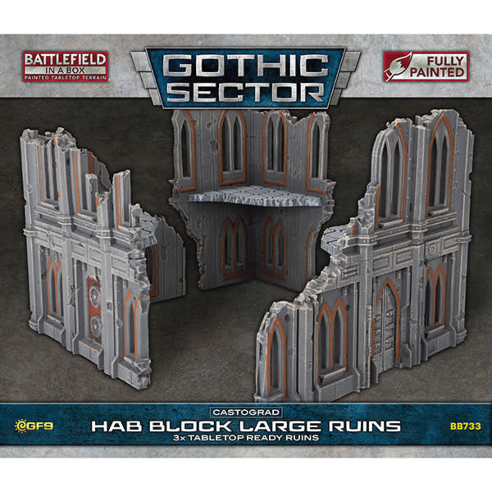 Battlefield in a Box: Gothic Sector- Castograd Hab Block Big Ruins (x3)