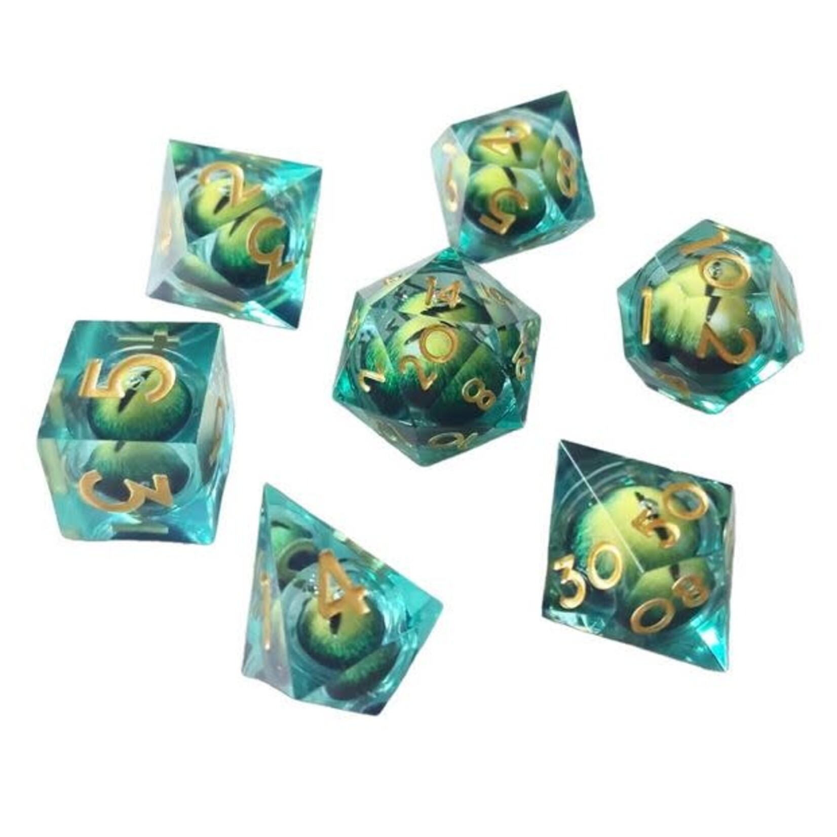 Chronicle RPG Accessories Pty Ltd ICU Liquid Core Green 7 Die Polyhedral Set | CHR60053