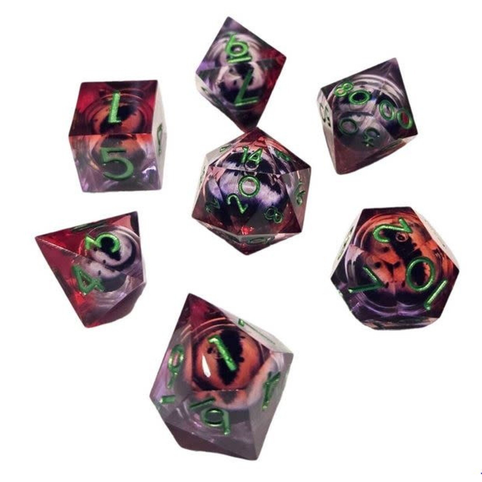 Chronicle RPG Accessories Pty Ltd ICU Liquid Core Red Purple 7 Die Polyhedral Set | CHR60054