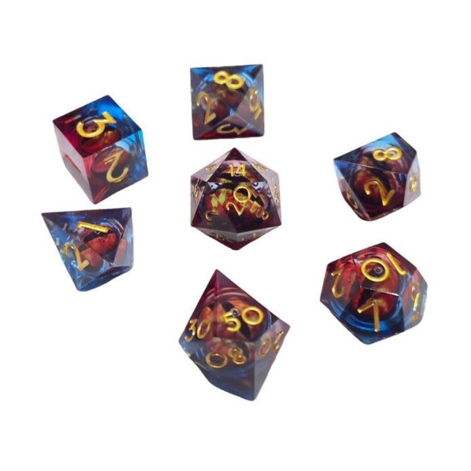 Chronicle RPG Accessories Pty Ltd ICU Liquid Core Red Blue 7 Die Polyhedral Set | CHR60065