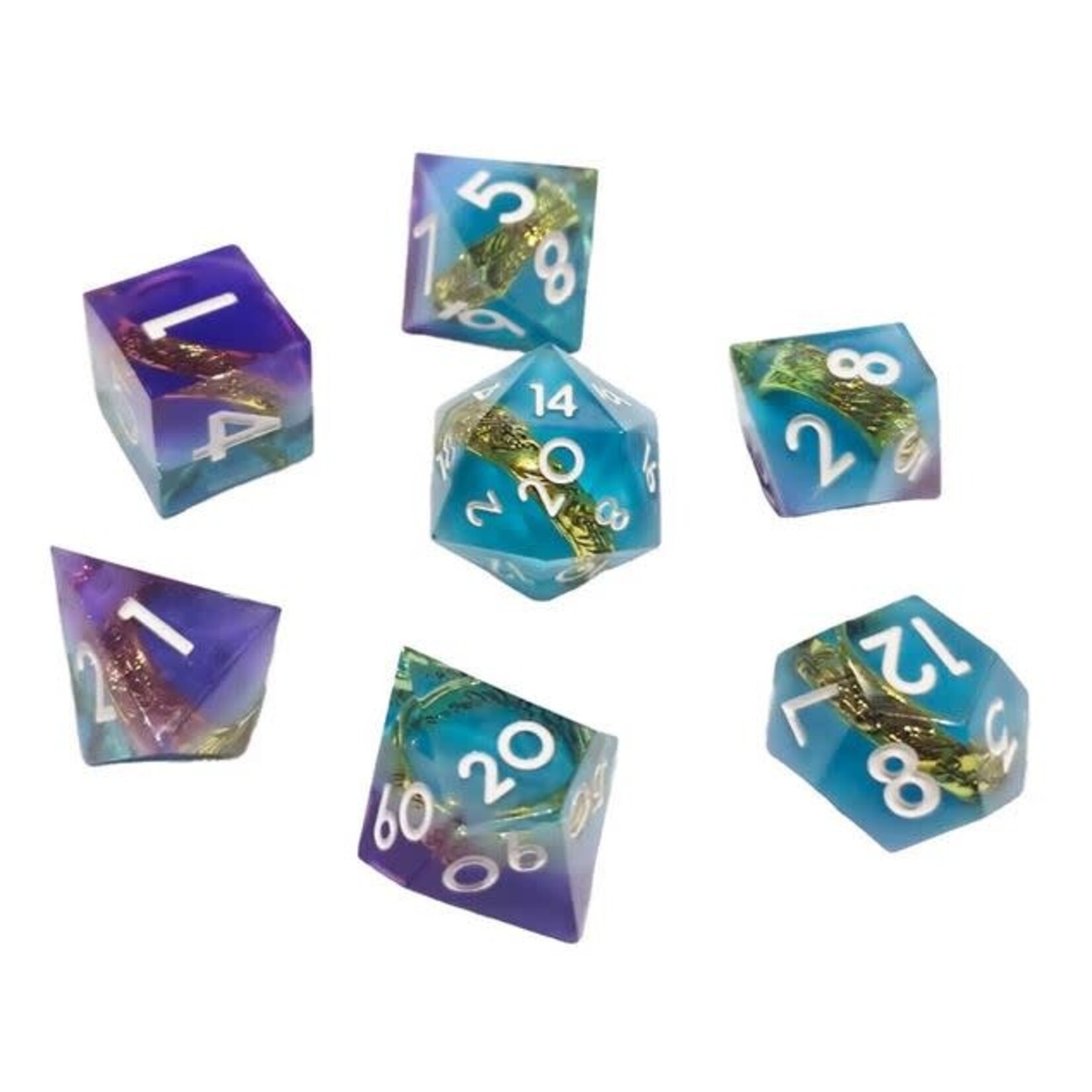 Chronicle RPG Accessories Pty Ltd Ringfellows Purple Teal 7 Die Polyhedral Set | CHR60071