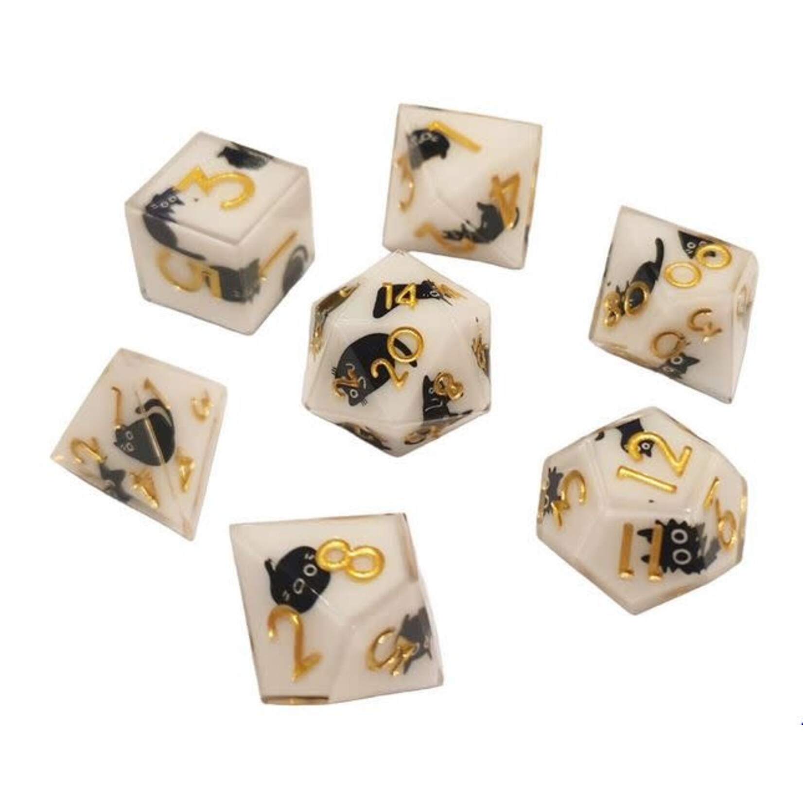 Chronicle RPG Accessories Pty Ltd Sharp Resin Dice Cheeky Cat 7 Die Polyhedral Set | CHR60188
