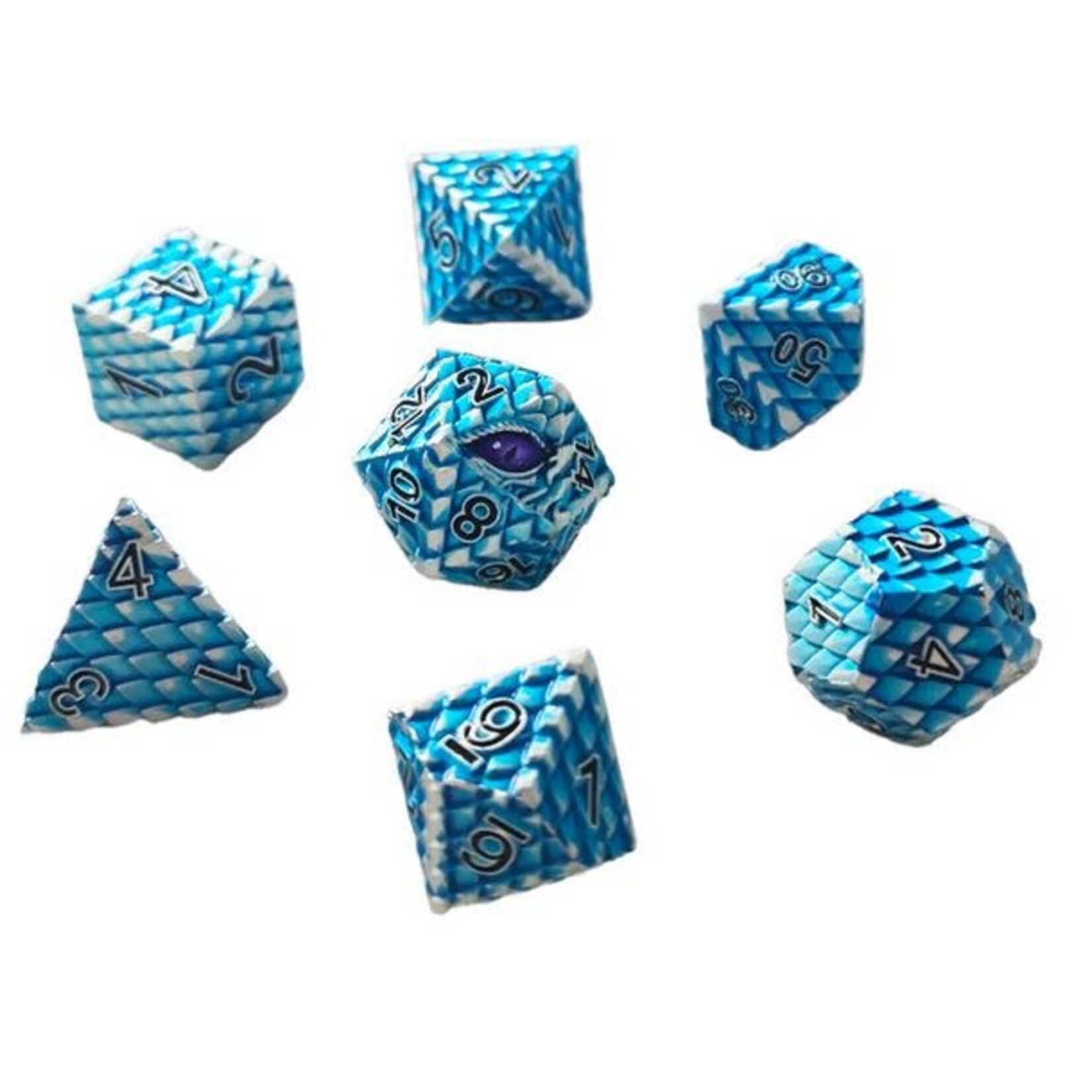 Chronicle RPG Accessories Pty Ltd Dragonscale Metal Blue 7 Die Polyhedral Set | CHR60106