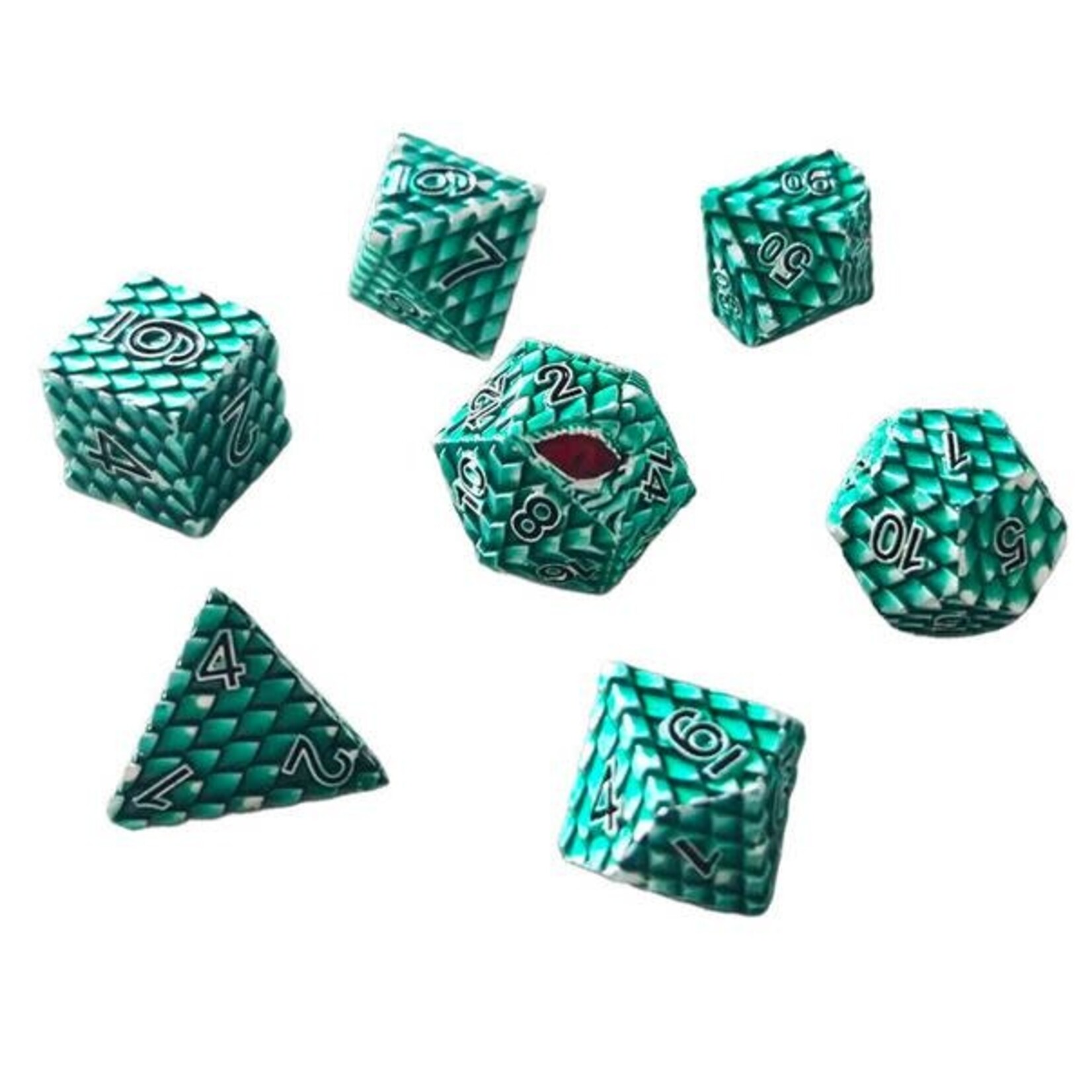 Chronicle RPG Accessories Pty Ltd Dragonscale Metal Green 7 Die Polyhedral Set | CHR60107