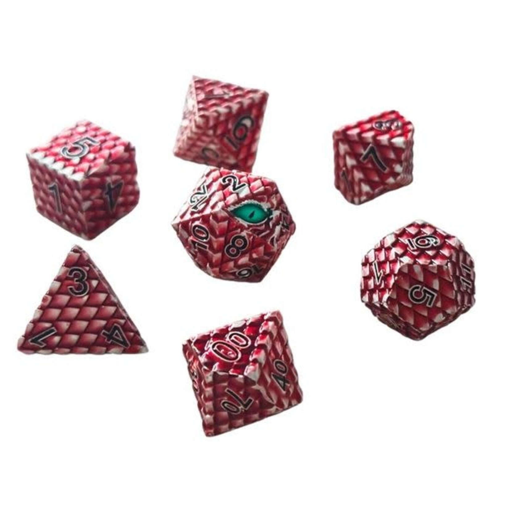Chronicle RPG Accessories Pty Ltd Dragonscale Metal Red 7 Die Polyhedral Set | CHR60108