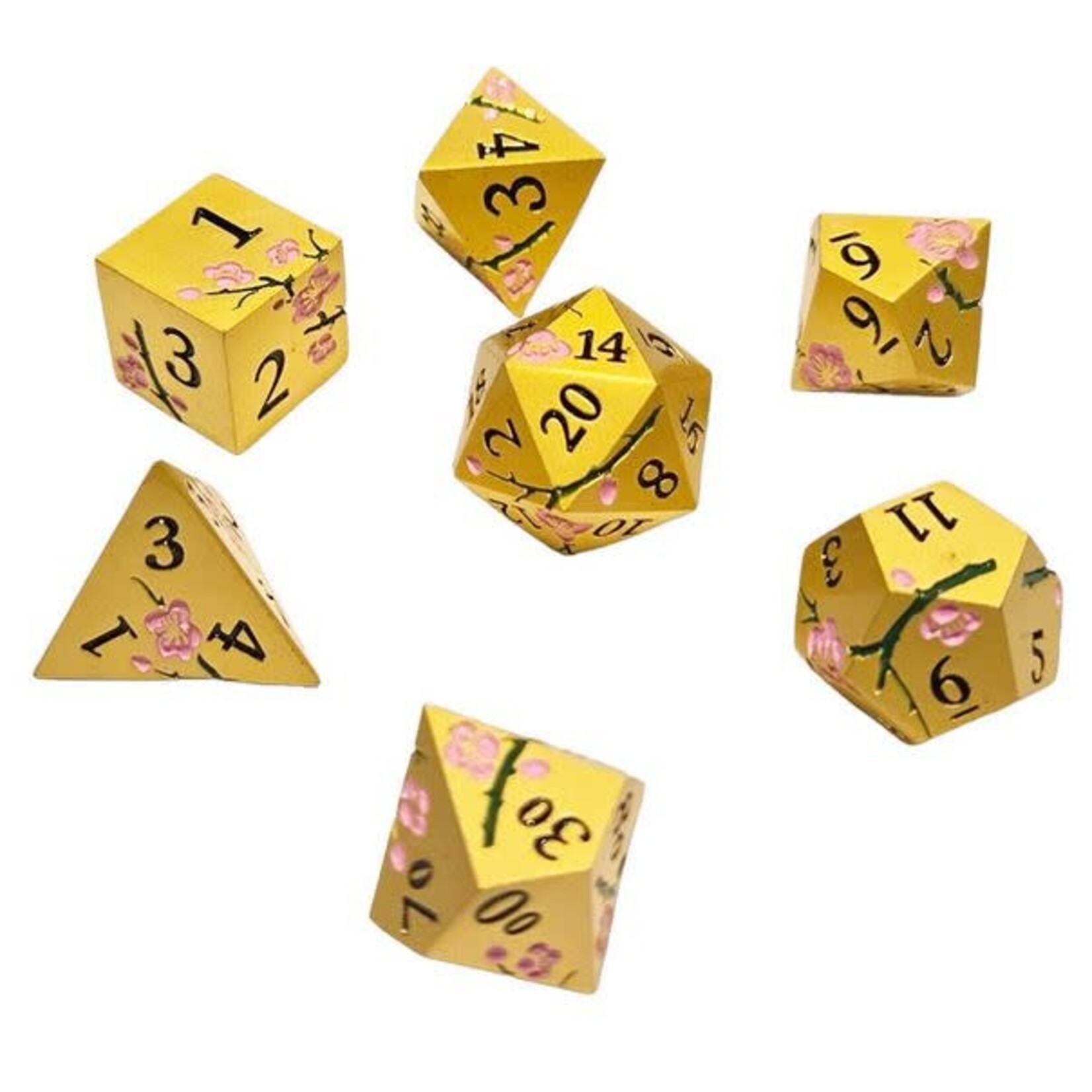 Chronicle RPG Accessories Pty Ltd Sakura Metal Gold Pink 7 Die Polyhedral Set | CHR60121
