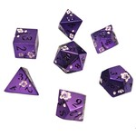 Chronicle RPG Accessories Pty Ltd Sakura Metal Purple White 7 Die Polyhedral Set | CHR60128