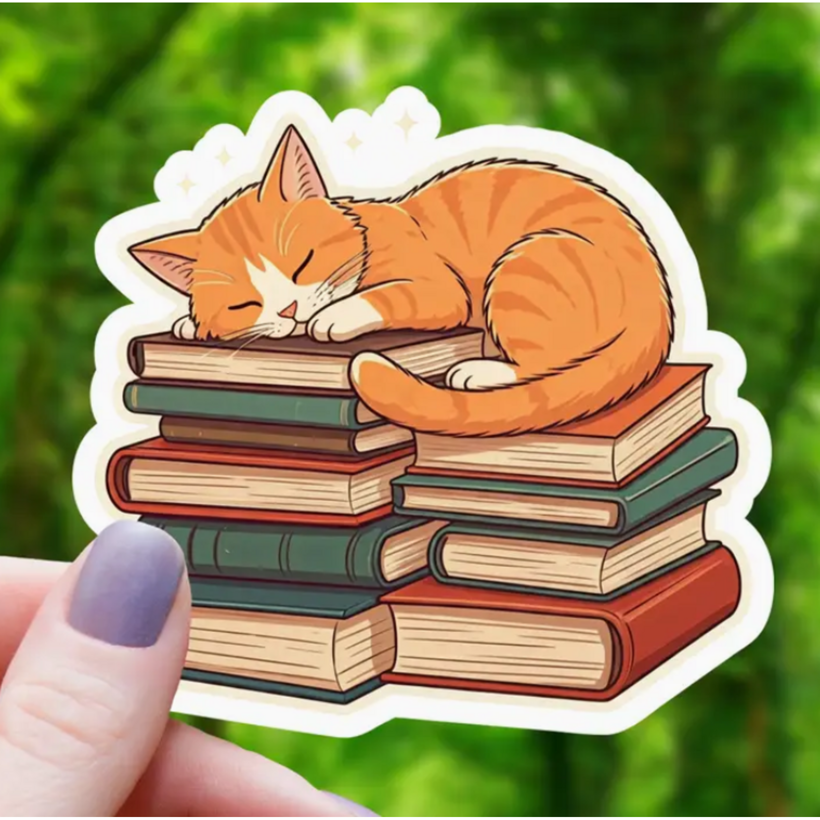 Mimic Gaming Co Sticker: Tabi Cat Sleeping on Books - 3"
