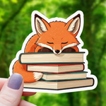 Mimic Gaming Co Sticker: Fox Sleeping on Pile of Books - 3"