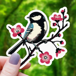 Mimic Gaming Co Sticker: Chickadee Bird On Floral Branch - 3"