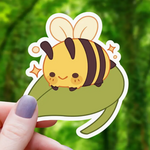 Mimic Gaming Co Sticker: Chibi Bee On Leaf - 3"