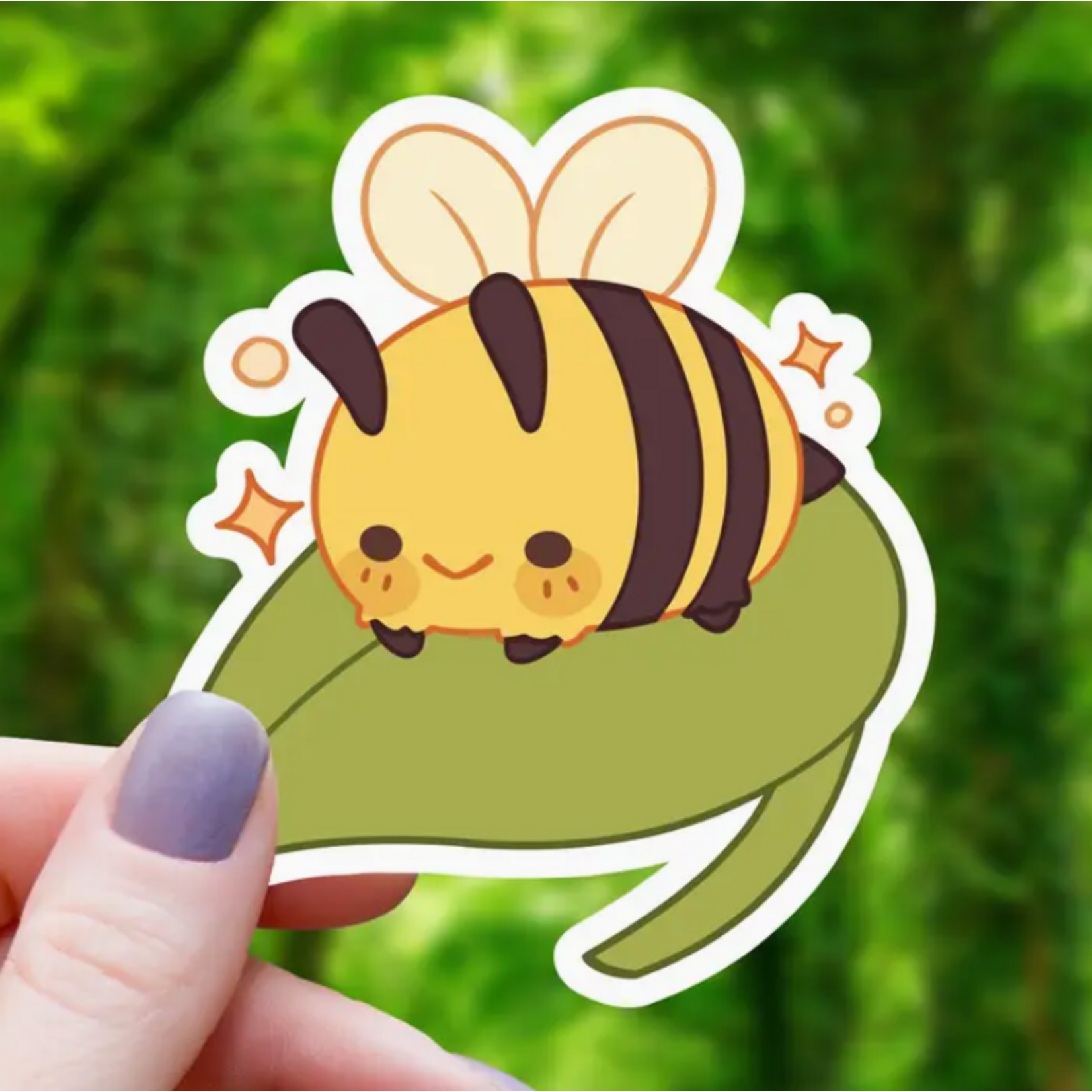 Mimic Gaming Co Sticker: Chibi Bee On Leaf - 3"
