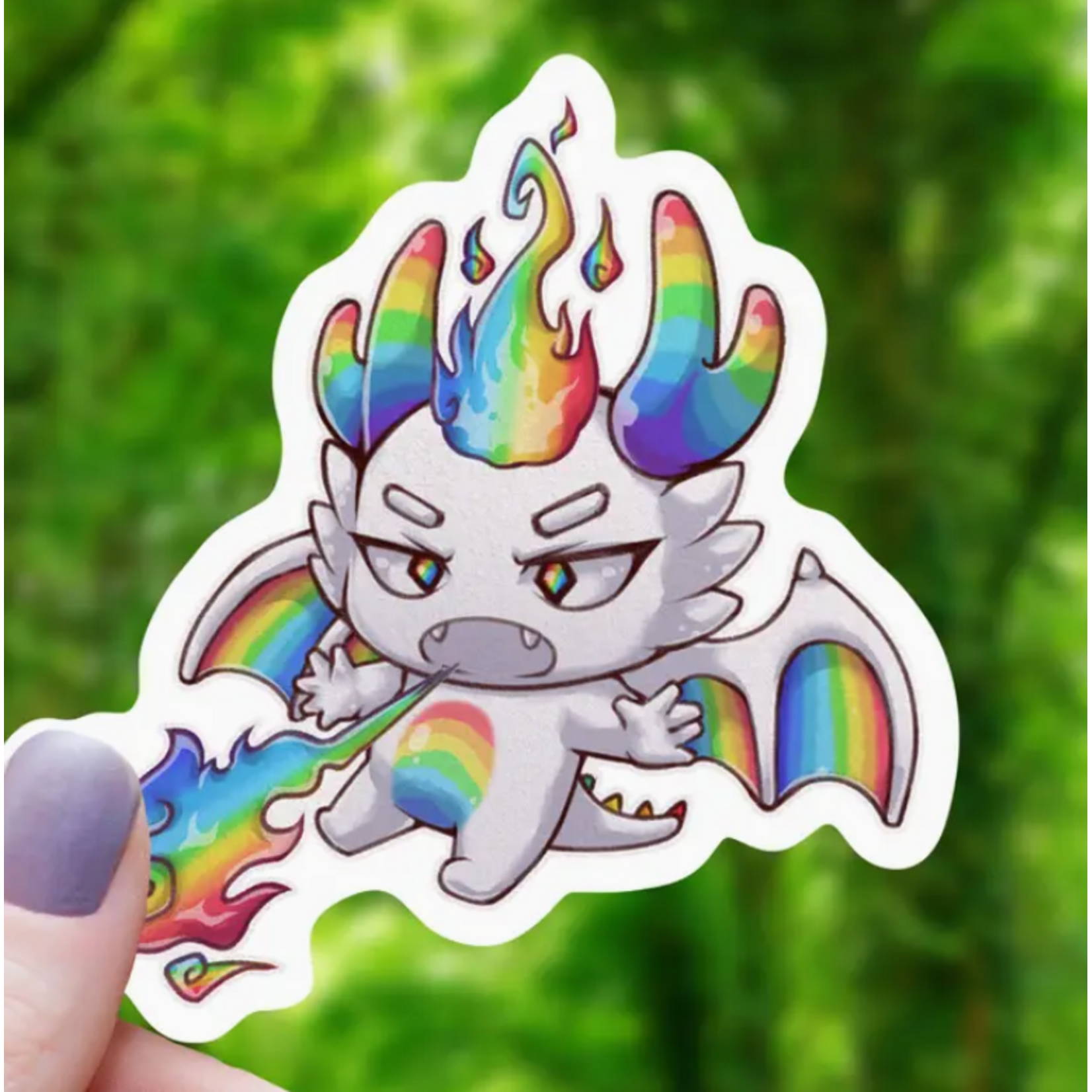 Mimic Gaming Co Sticker: Pride Dragon Breathing Rainbow - 3"