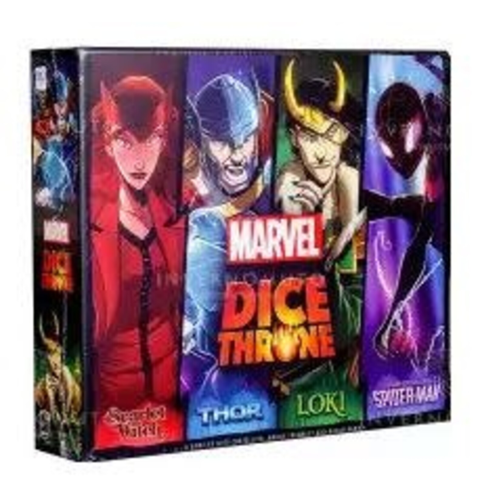 #10594 Marvel Dice Throne: Scarlet Witch, Thor, Loki, Miles Morales Dragon Cache Used Game