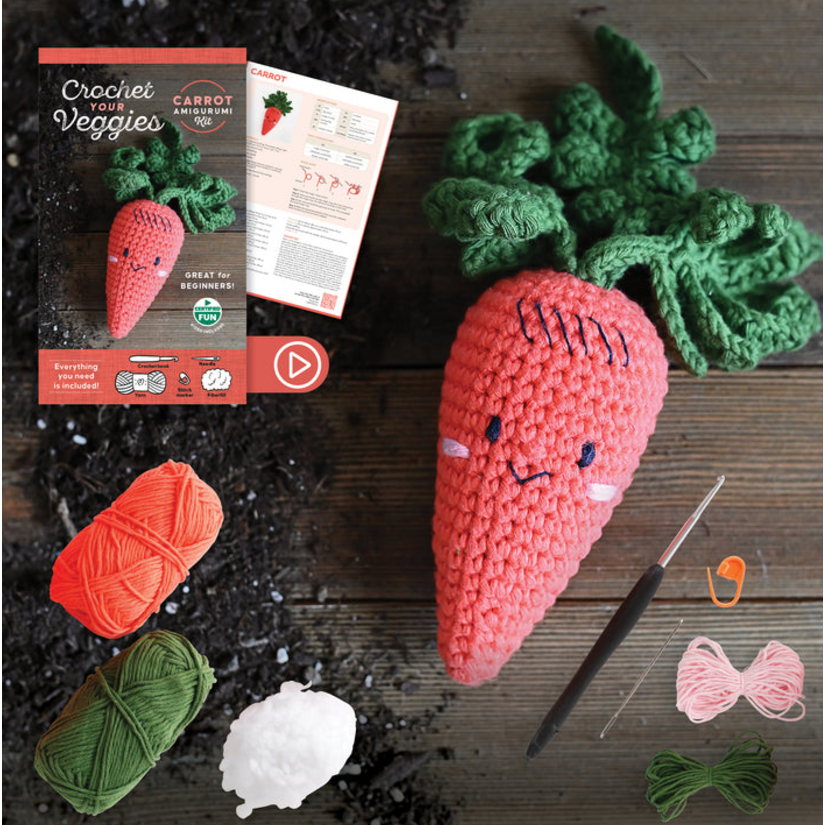 Schiffer Publishing Crochet Your Veggies Amigurumi Kit Carrot