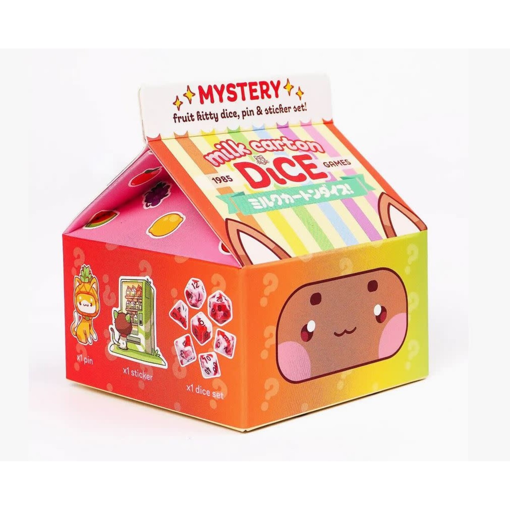 1985 Games Mystery Dice Fruit Kawaii Cats Milk Carton