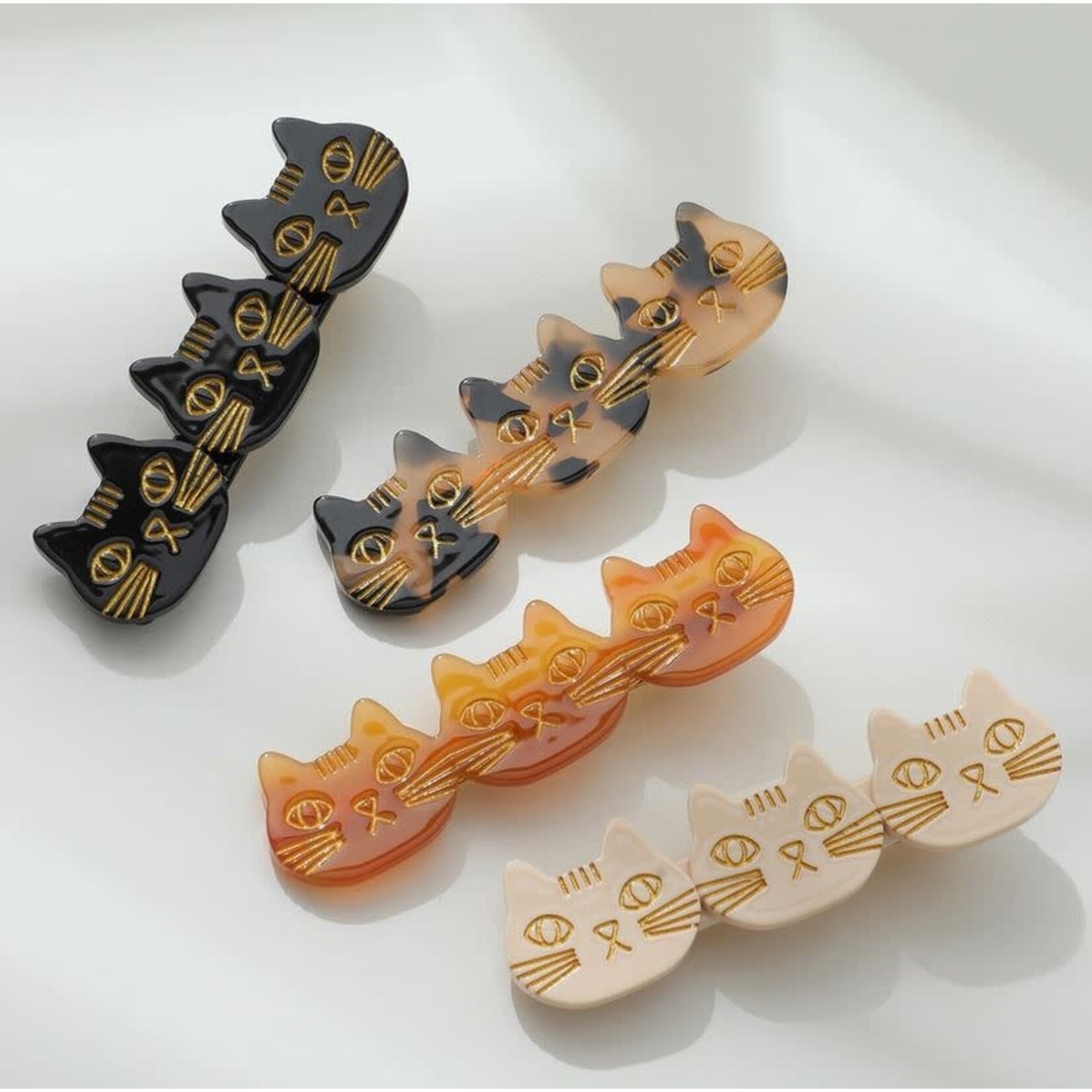 Adorro Barrette - Zoe Triple Cat Hair Clip (Set of 2)