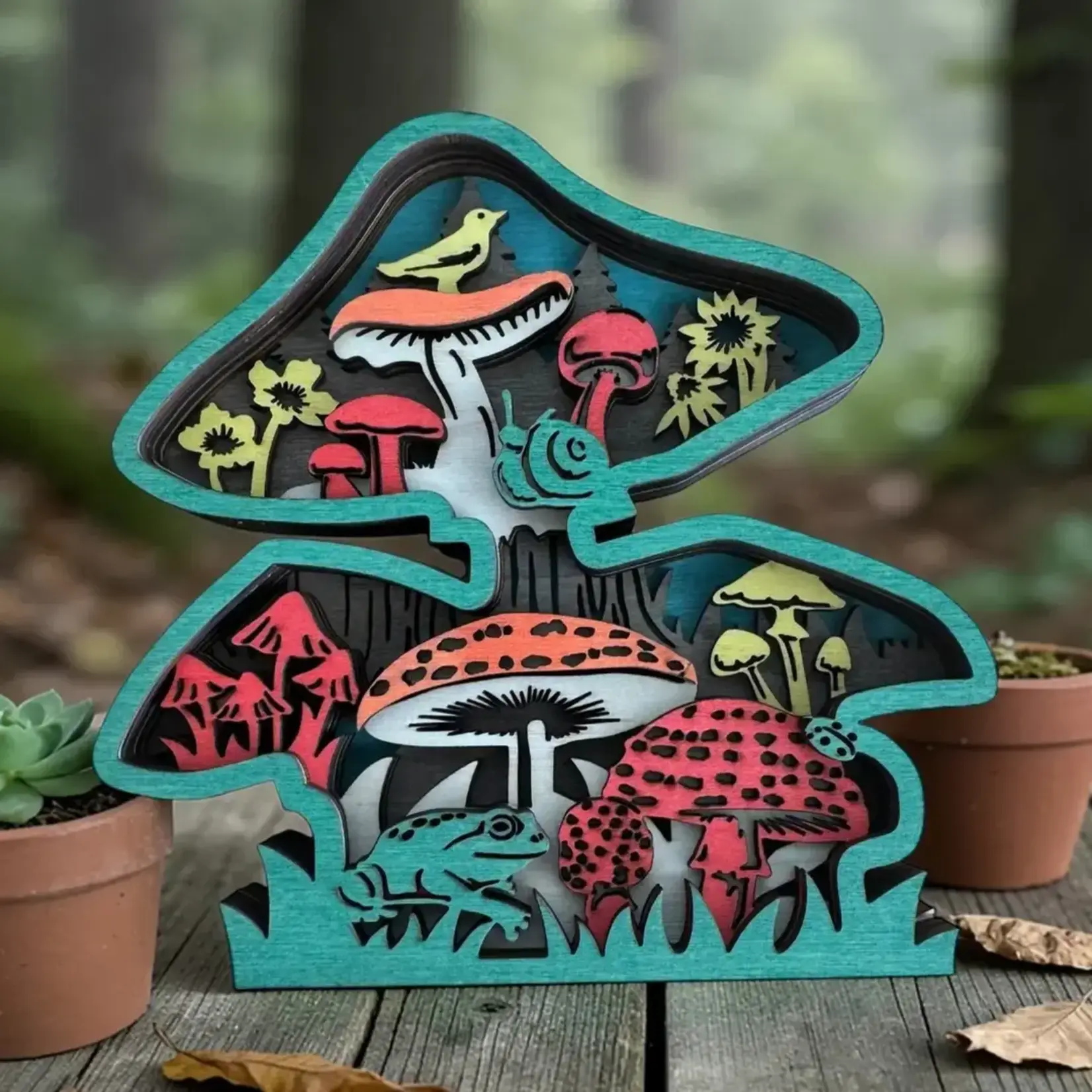 Shelf Sitter- Colorful Mushrooms
