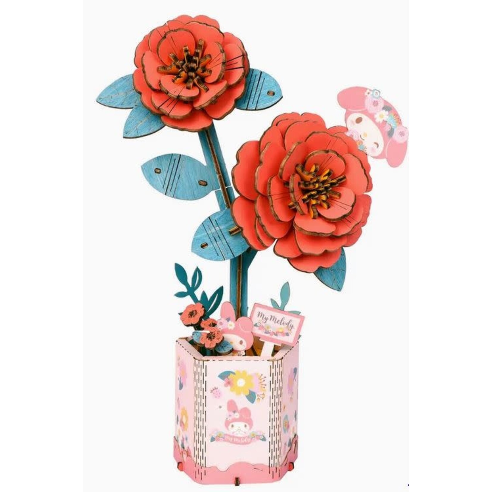 Wooden Flower Kit - Hello Kitty and Friends My Melody Red Camellia