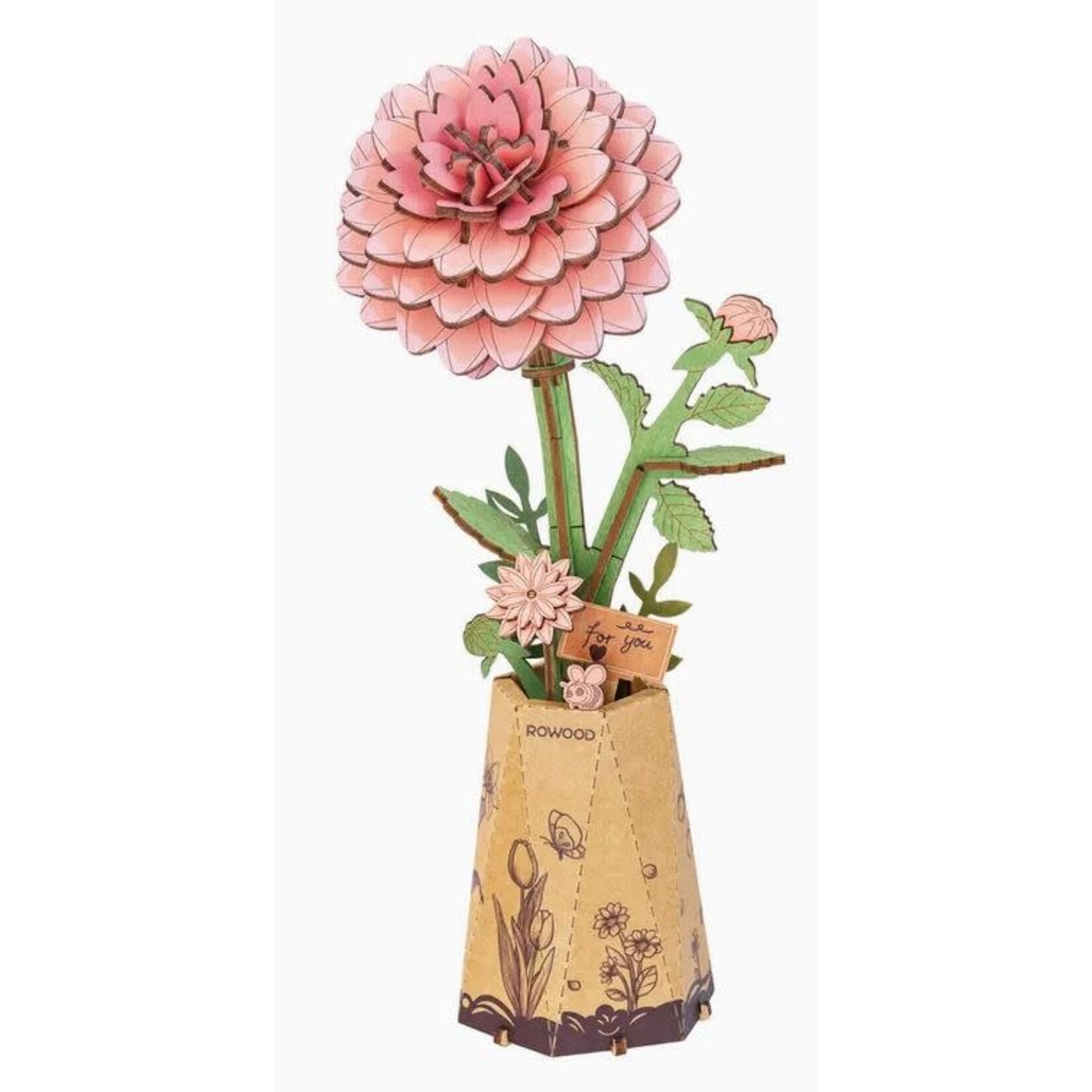 Wooden Flower Kit - Pink Dahlia