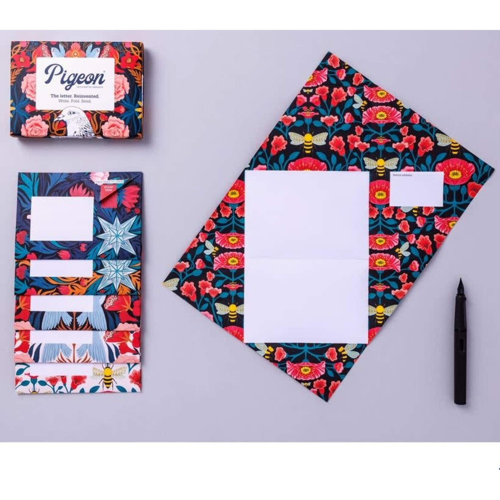 Pigeonposted Folding Letter Set - Bright & Beautiful (6 Pack)