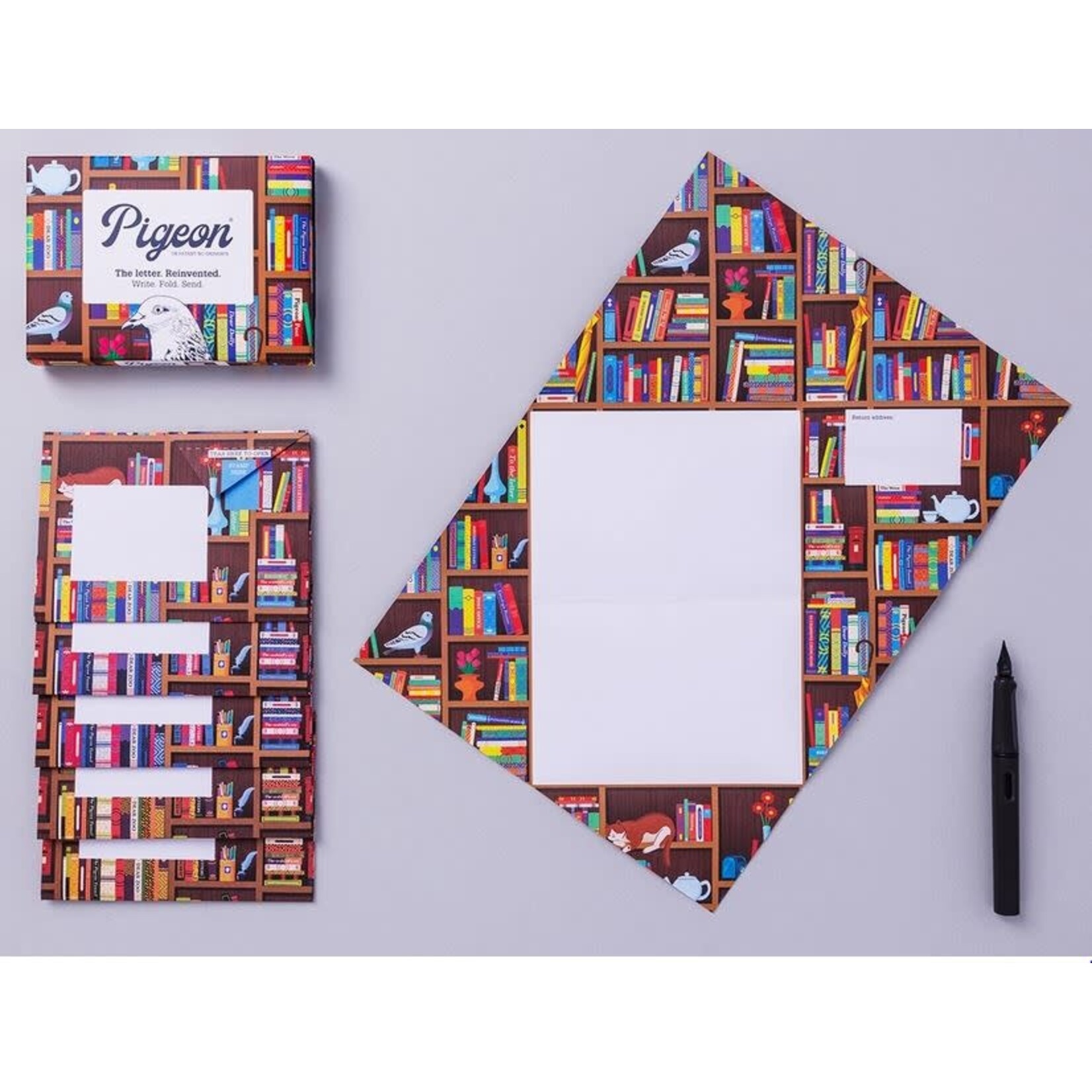Pigeonposted Folding Letter Set - Bookstore (6 Pack)
