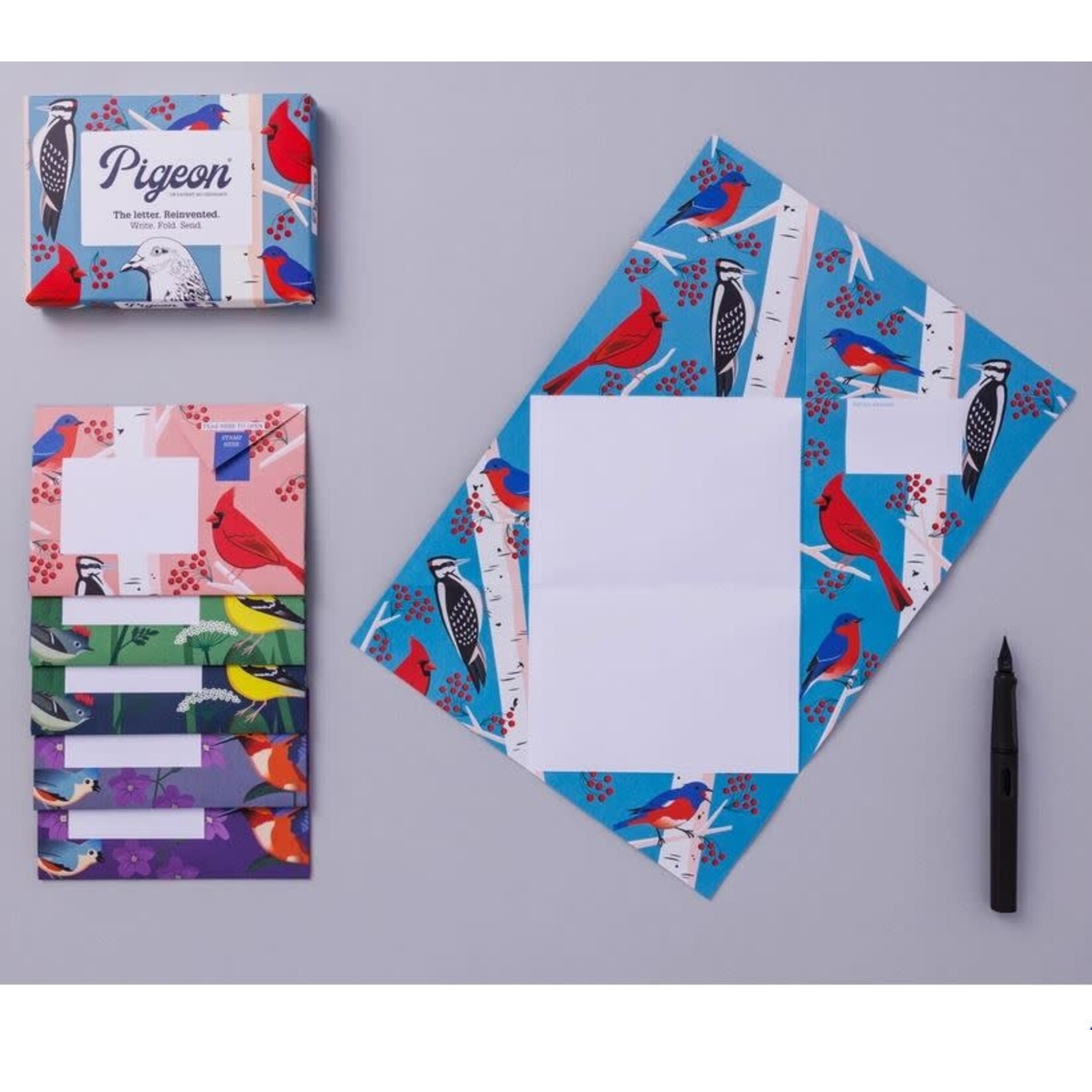 Pigeonposted Folding Letter Set - Carnival of Colour (6 Pack)