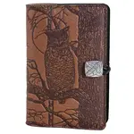 Oberon Design Refillable Leather Journal - Horned Owl - Saddle - 5x7