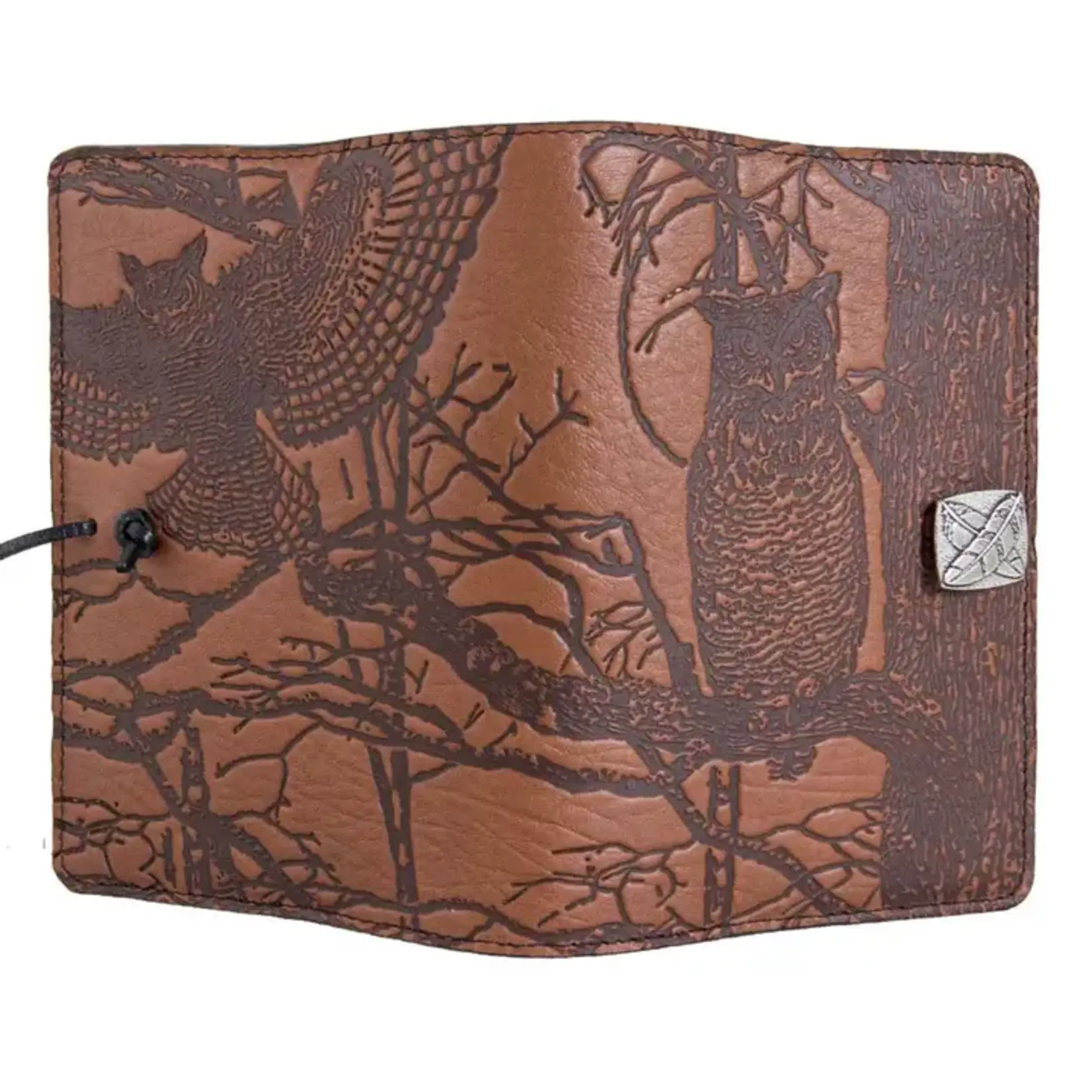 Oberon Design Refillable Leather Journal - Horned Owl - Saddle - 5x7