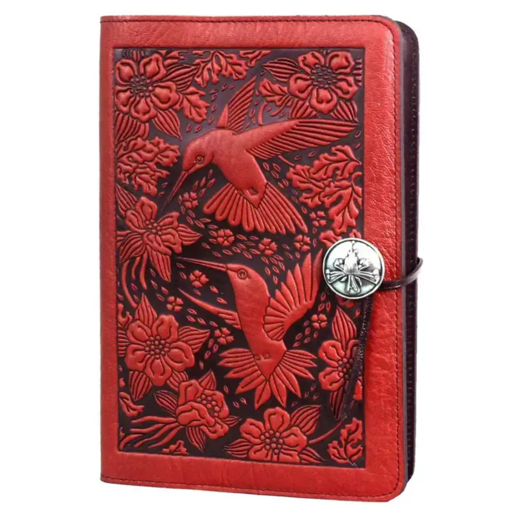 Oberon Design Refillable Leather Journal - Hummingbirds - Red - 5x7
