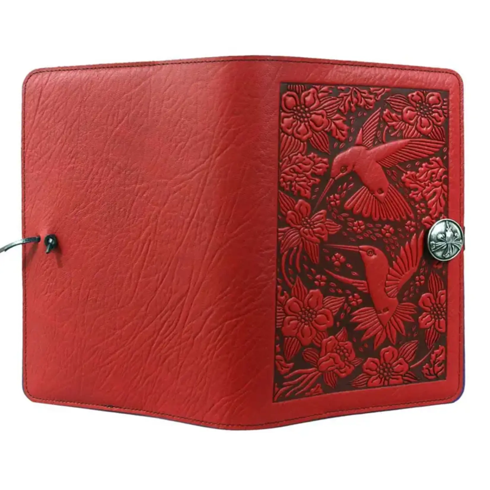 Oberon Design Refillable Leather Journal - Hummingbirds - Red - 5x7