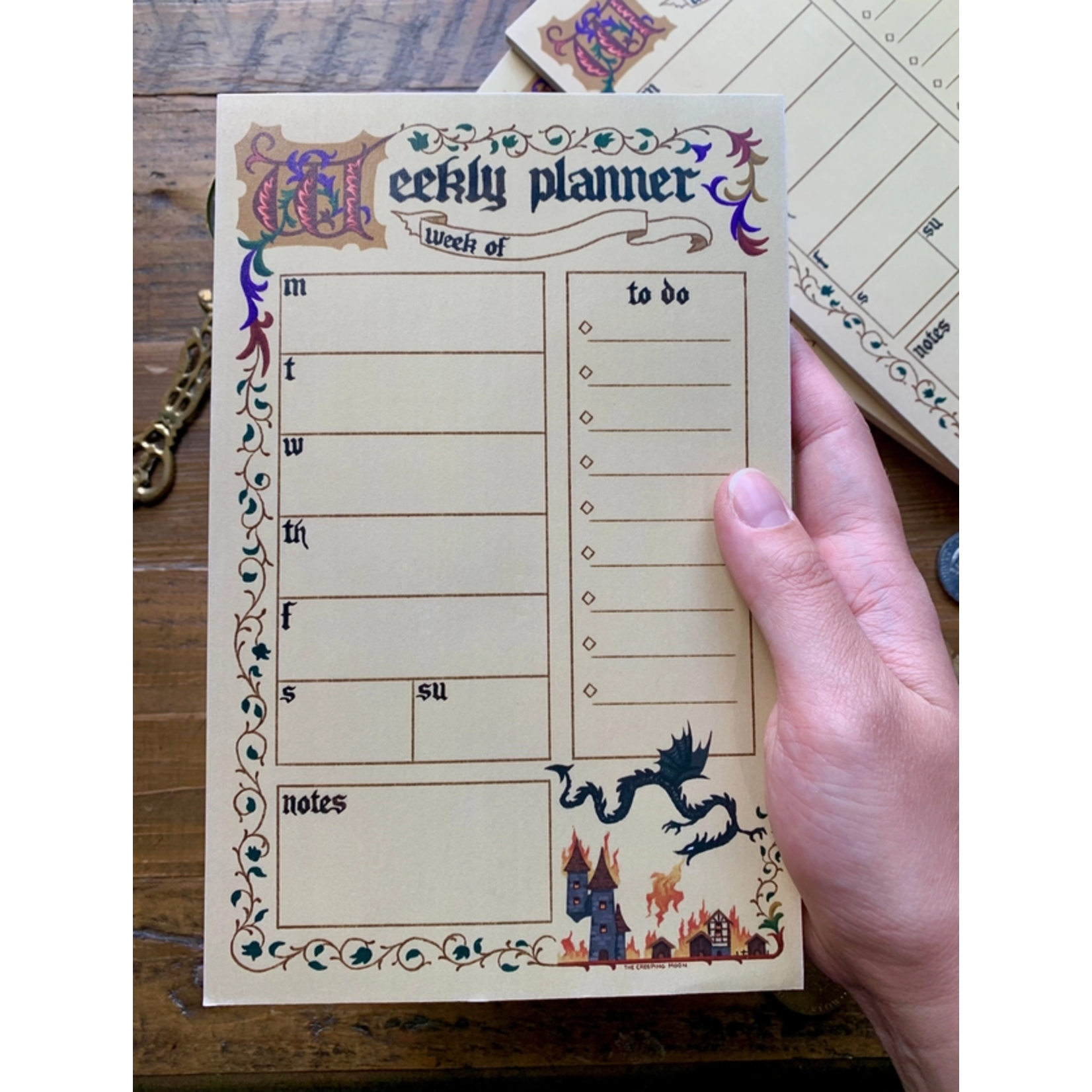 The Creeping Moon Weekly Planner Notepad - Medieval - 5.5 × 8.5 in.