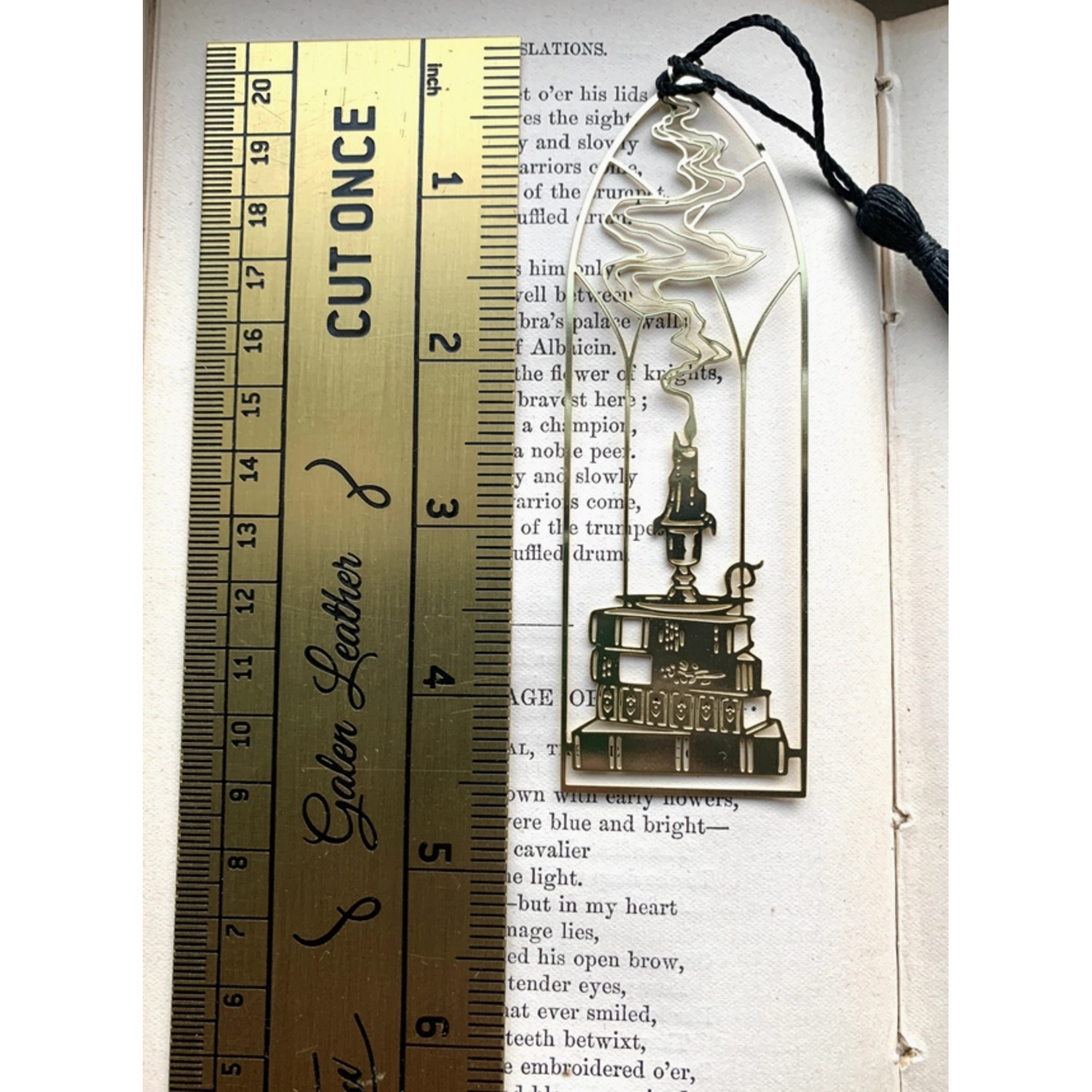 The Creeping Moon Bookmark - Brass - Cathedral Candlestick