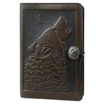 Oberon Design Refillable Leather Journal - Singing Wolf - Chocolate - 5x7