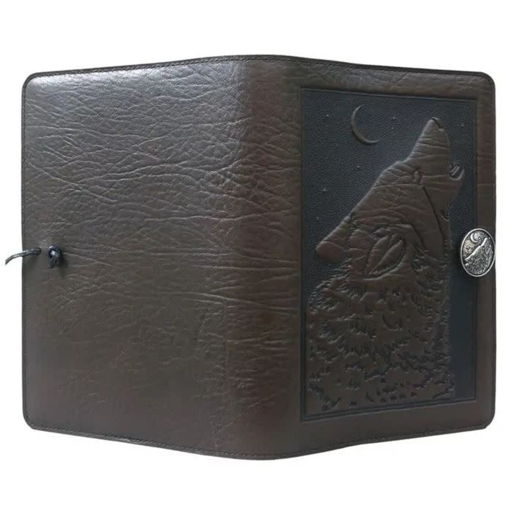 Oberon Design Refillable Leather Journal - Singing Wolf - Chocolate - 5x7