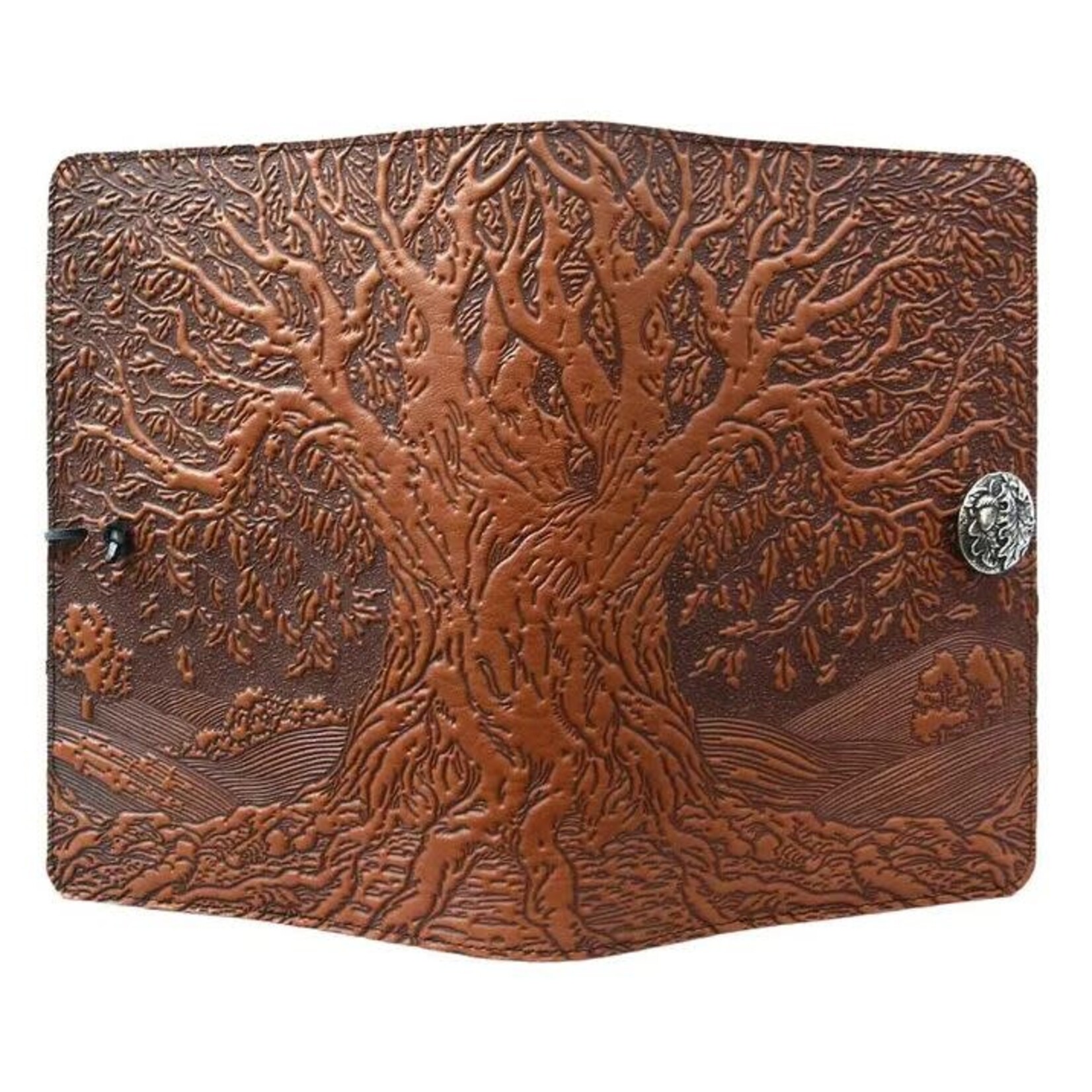 Oberon Design Refillable Leather Journal - Tree of Life - Saddle - 5x7
