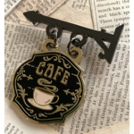 The Creeping Moon Enamel Pin - Cafe Shop Sign