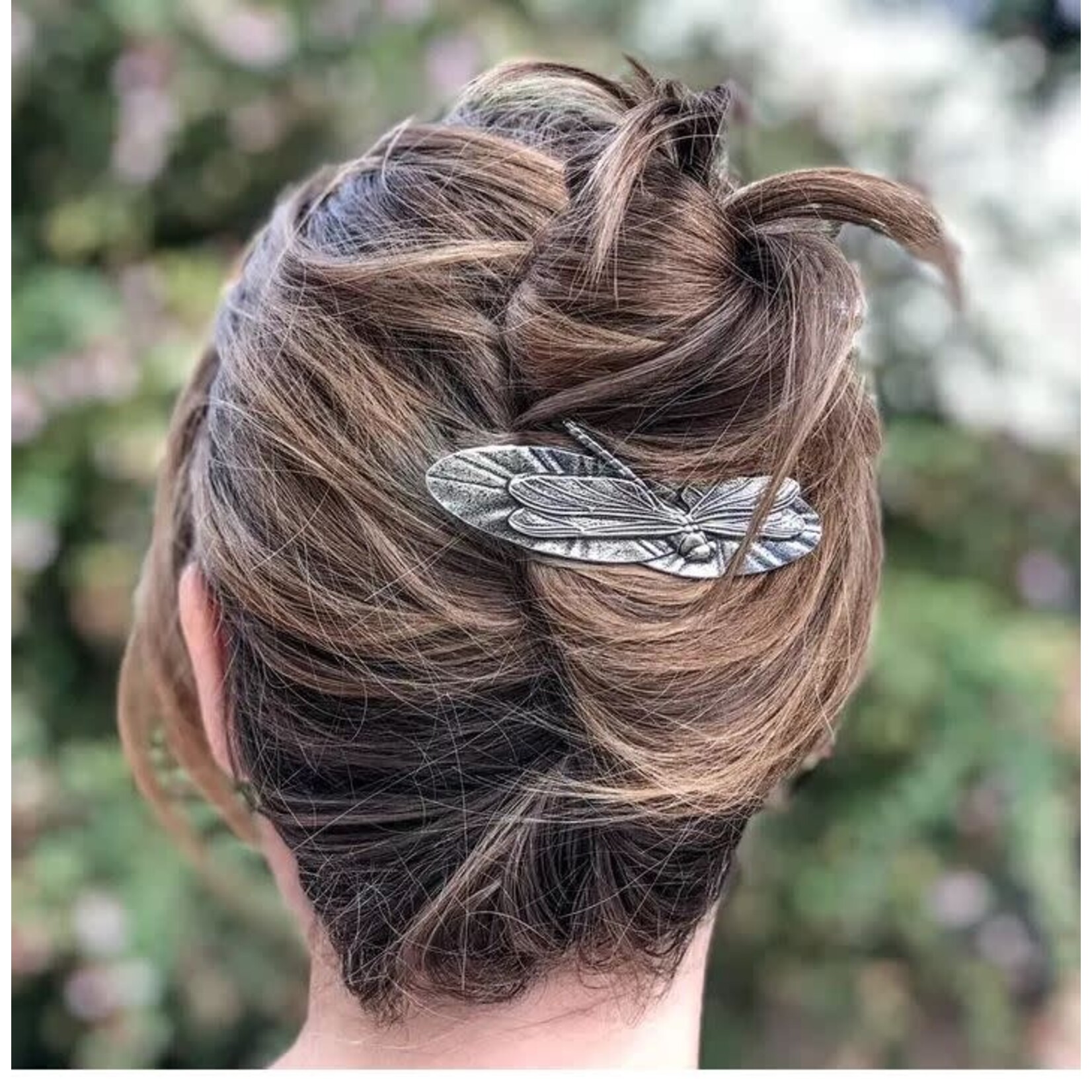 Oberon Design Barrette - Britannia Metal - Dragonfly - 80mm