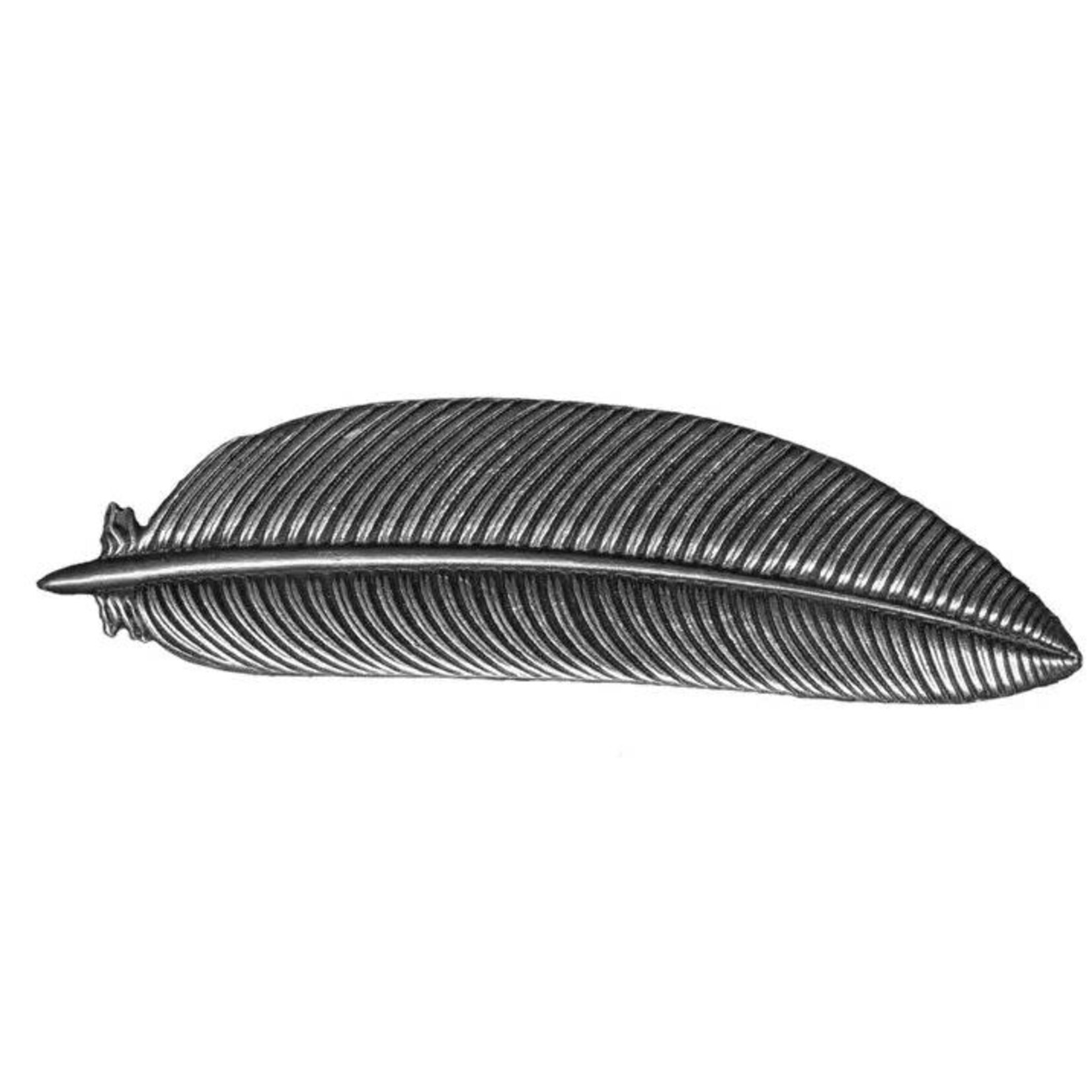 Oberon Design Barrette - Britannia Metal - Feather - 70mm