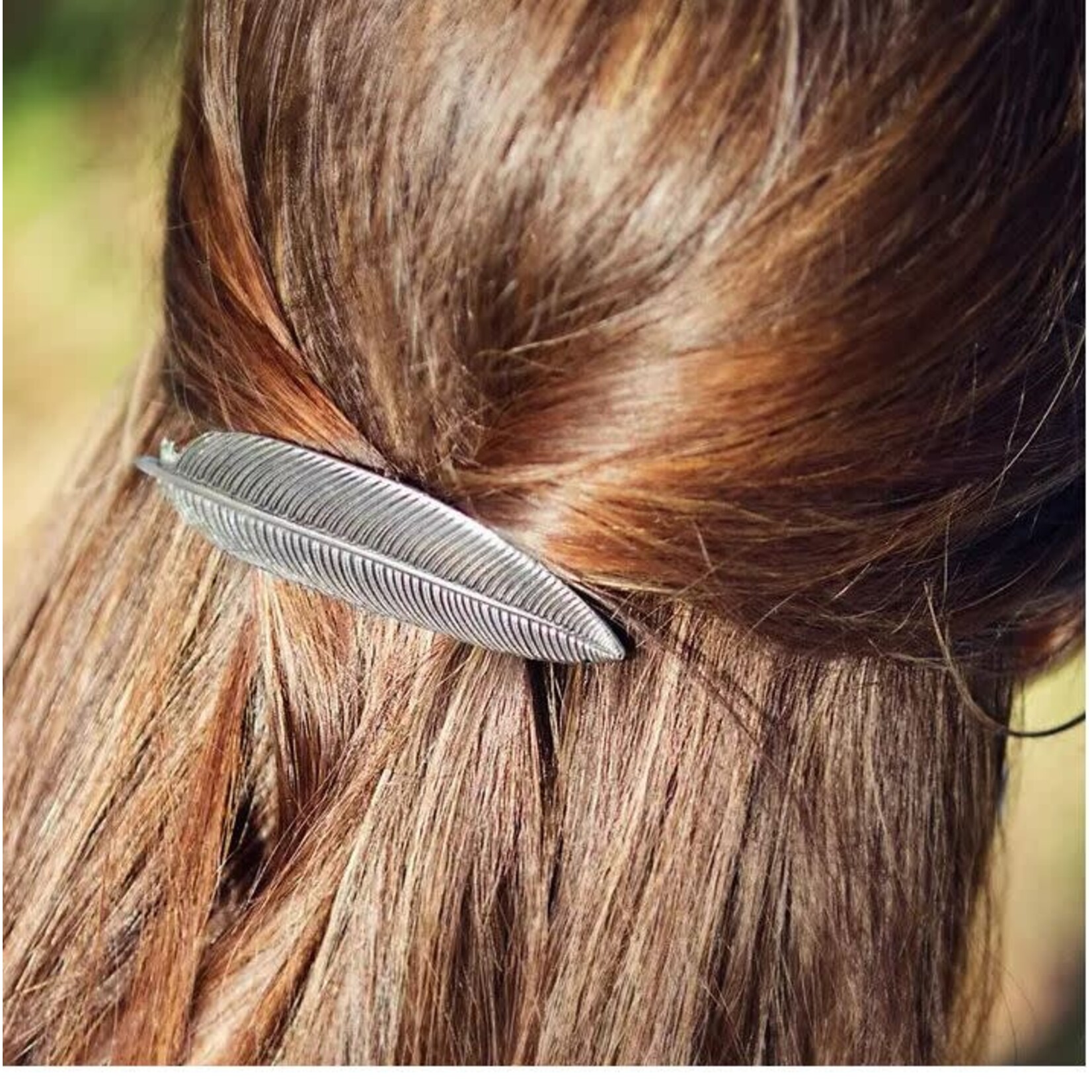 Oberon Design Barrette - Britannia Metal - Feather - 70mm