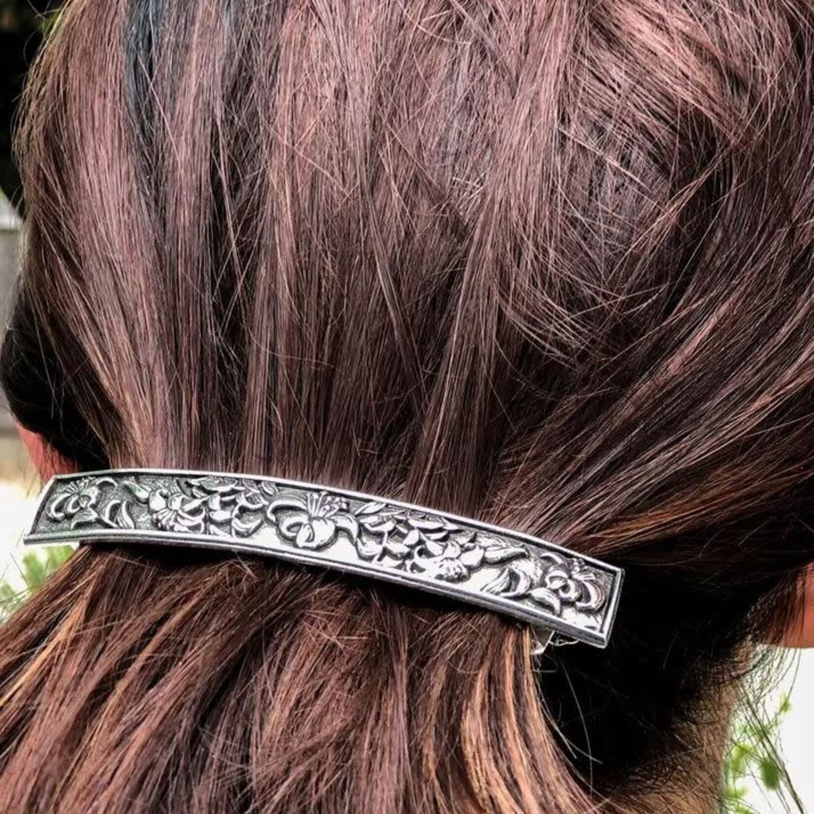 Oberon Design Barrette - Britannia Metal - Lily - 100mm