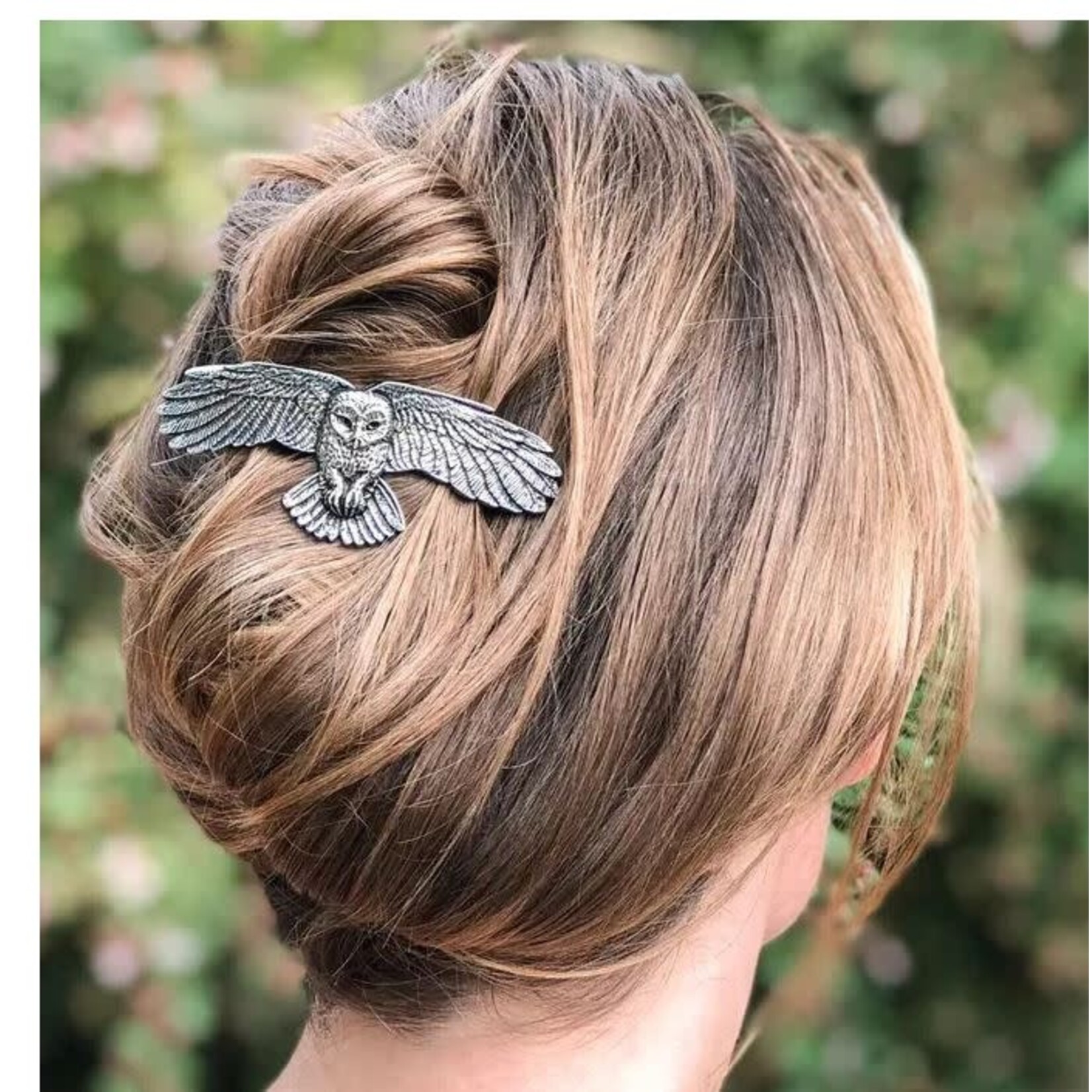 Oberon Design Barrette - Britannia Metal - Owl - 70mm