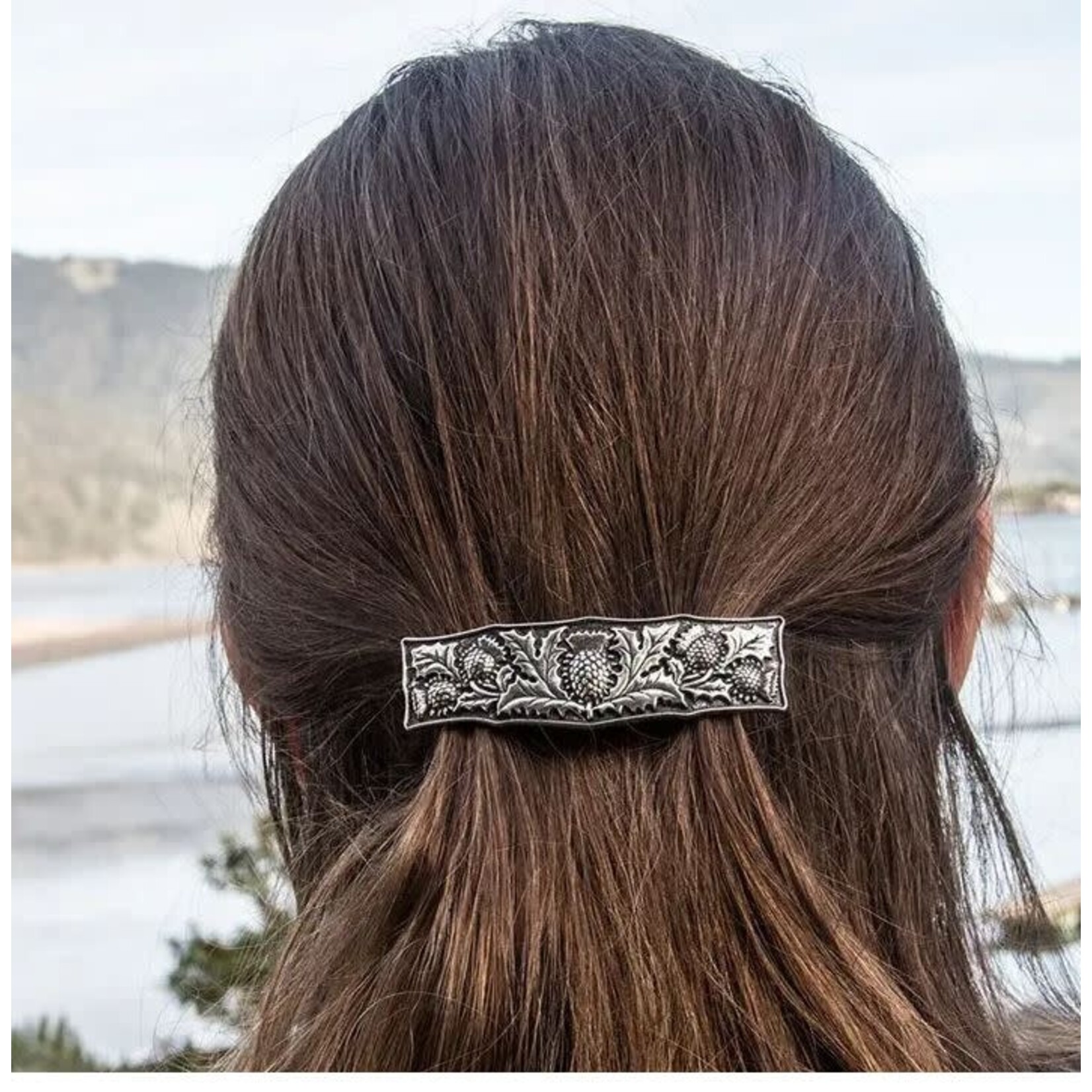 Oberon Design Barrette - Britannia Metal - Thistle - 70mm