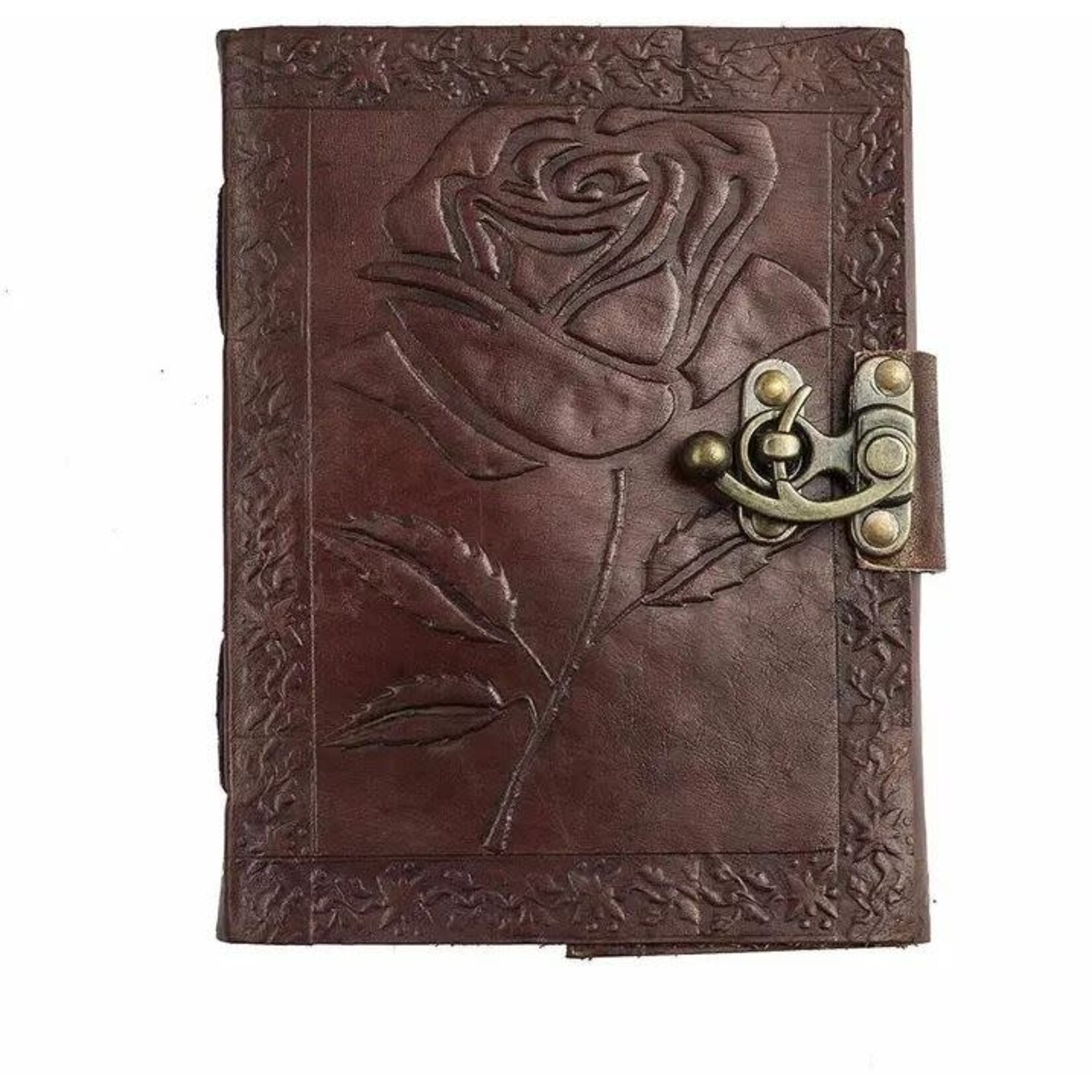 Immart Global LLC Leather Journal - Engraved Rose - Brown - 7 in