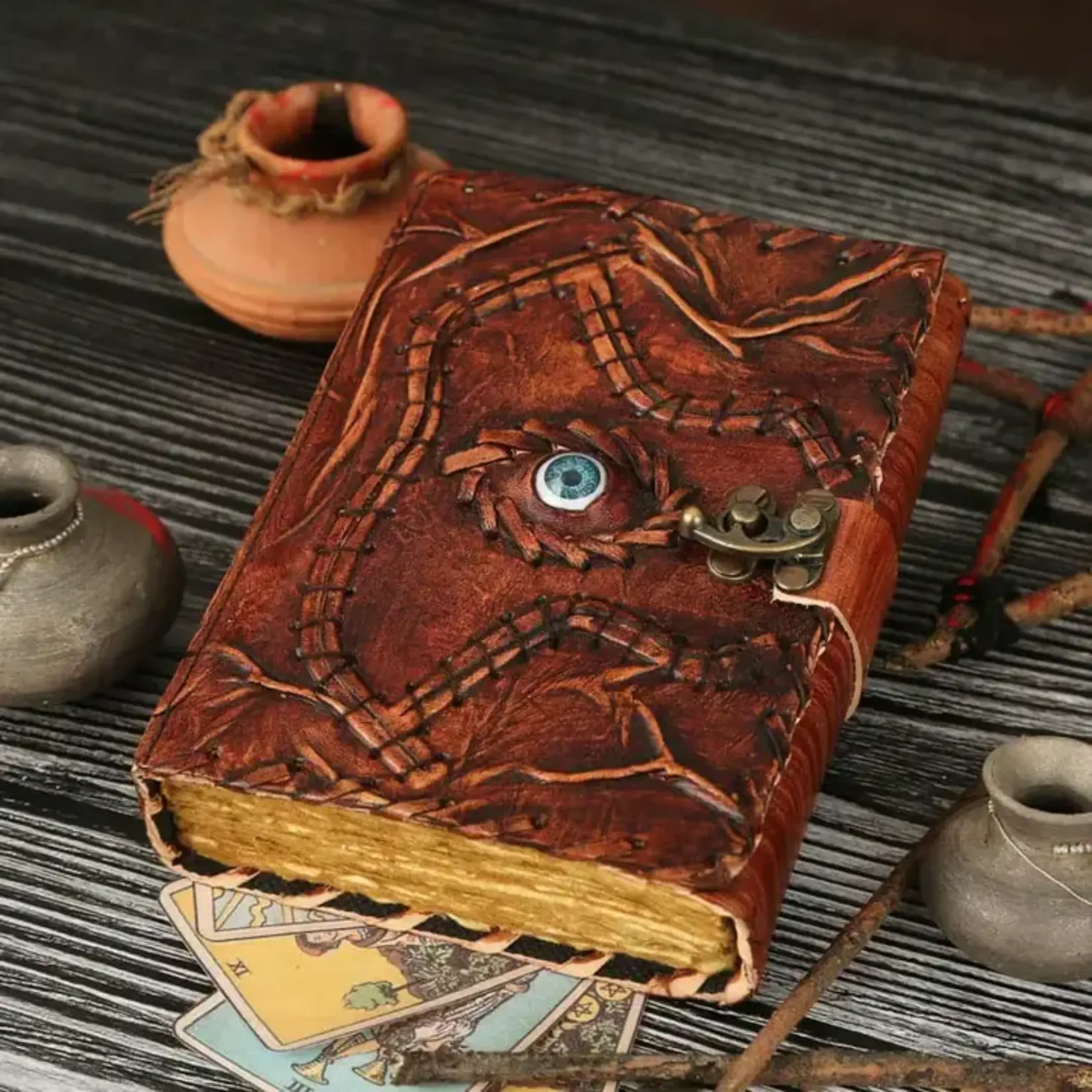 Immart Global LLC Leather Journal - Hocus Pocus - Brown - Lined - 7x5 in
