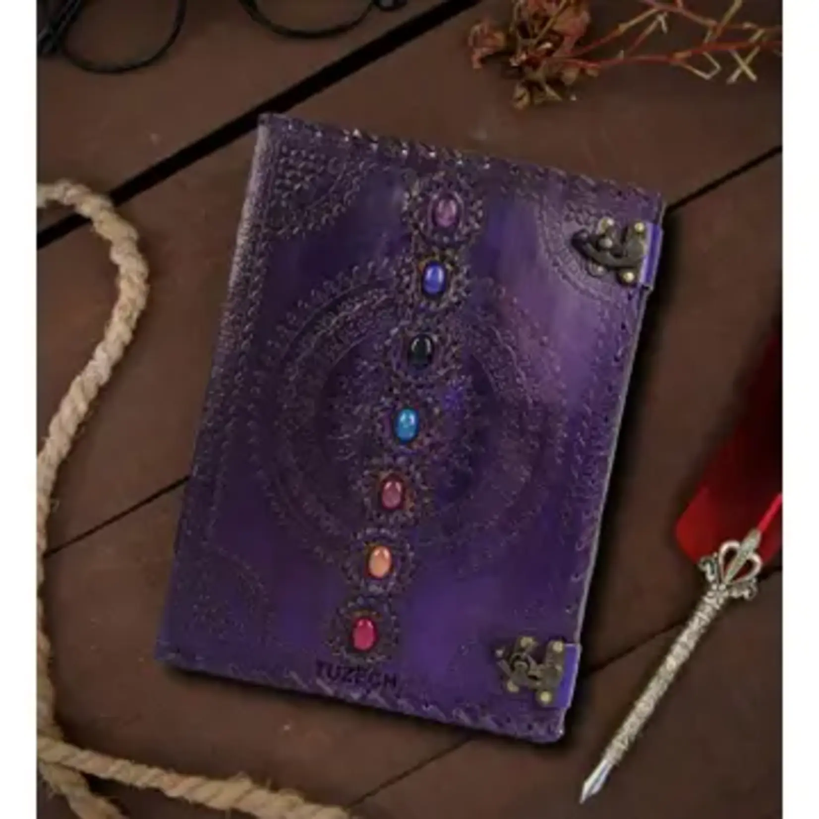 Immart Global LLC Leather Journal - Seven Chakra - Purple - 13 in