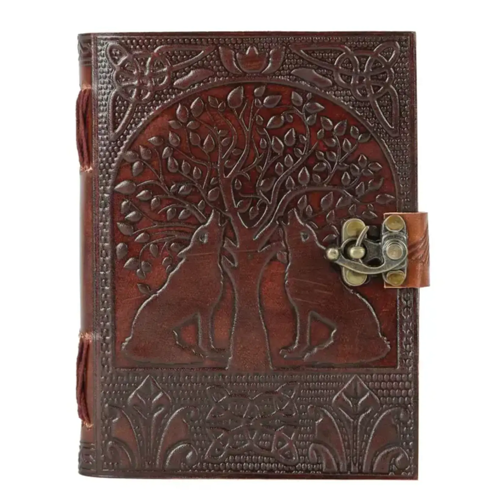 Immart Global LLC Leather Journal - Tree of Life with Wolves - 7x5 in